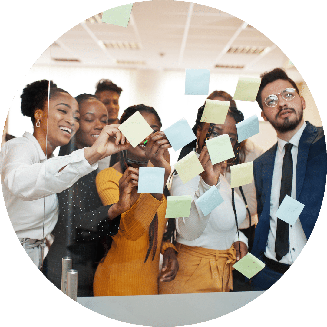 People at work using sticky notes
